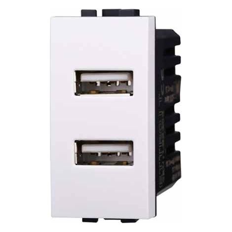 Lademodul mit zwei Anschlussbuchse USB Type-A Bticino Livinglight kompatibler 5Vdc 2.1A weiße farbe