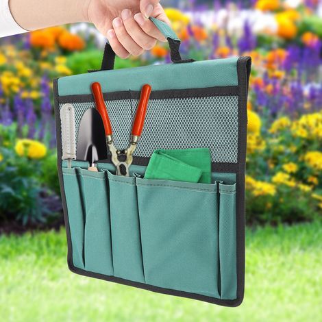 Banc de jardin pliable et portable avec sac de rangement pour outils et tabouret (vert) (1/5)