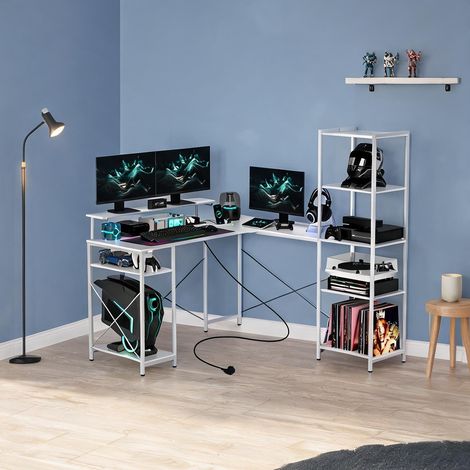 Bureau d'angle gaming L avec rangements et station de charge 137 (1/5)