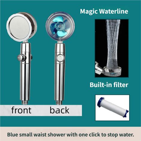 Pommeau de douche à hélice haute pression - filtre à économie d'eau - régulateur de puissance avec interrupteur d'arrêt - buse à angle réglable (1/5)