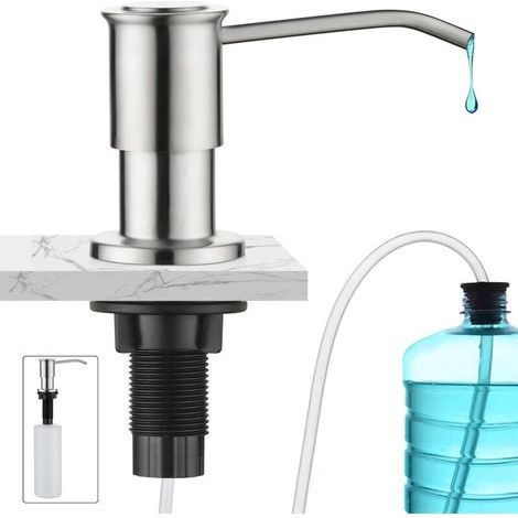 Unterbau-Seifenspender, Edelstahl-Seifenspender für die Küchenspüle, Einbau-Seifenspender mit 500-ml-Flasche und Nachfüllfunktion von oben (1/5)