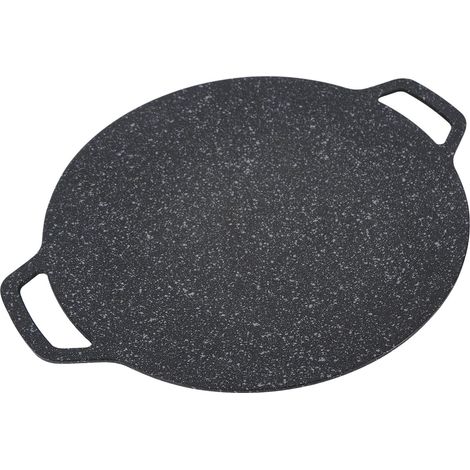 Poêle à frire ronde coréenne sans fumée pour barbecue, idéale pour la maison, le camping et les grillades en intérieur et en extérieur (34 cm). (1/5)