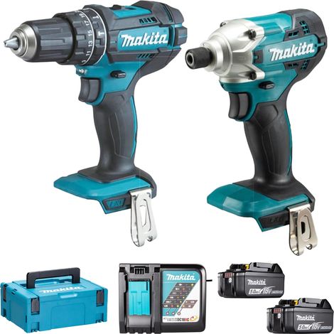 Makita DLX2337J LXT 18V 64/155Nm 2x3Ah Makpac Schlagschrauber-Bohrset