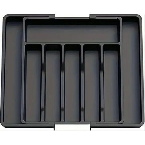 Plateau à couverts extensible 40–50 cm, organisateur de cuisine en plastique noir