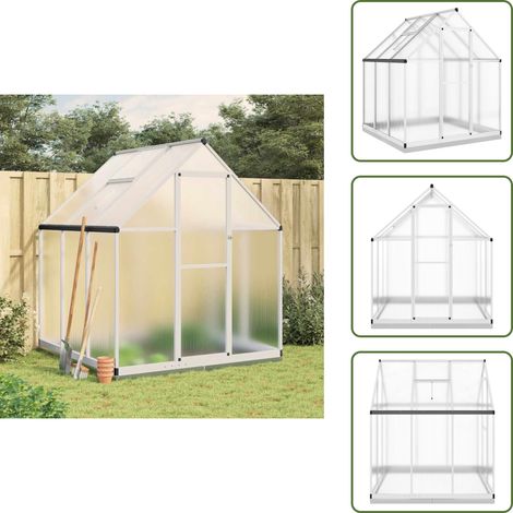 The Living Store Serre avec cadre de base argenté 169x169x202 cm aluminium - Serre De Jardin - Abri Jardin - Protection Plante - Greenhouse - Serrez  Jardin