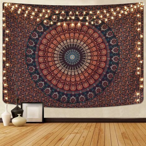 cadeaux De Tapisserie (150  200cm), Tapisserie, Hippie Mandala Bohemian, Tenture Murale Indienne Complexe Psychdlique, Couverture De Jet De Liter (1/5)