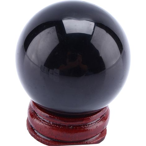 Boule en quartz noir naturel rare d'Asie, sphère de guérison en verre 40mm avec support, décoration ésotérique (1/5)