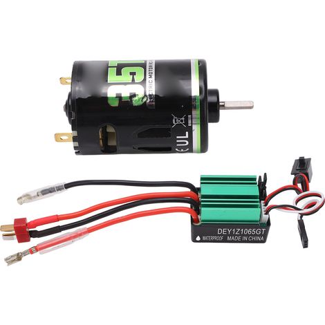 Moteur 540 à balais avec variateur électronique de vitesse (ESC) 65A à prise T, moteur électrique étanche à haute torsion pour voiture RC tout-terrain 35T (1/5)