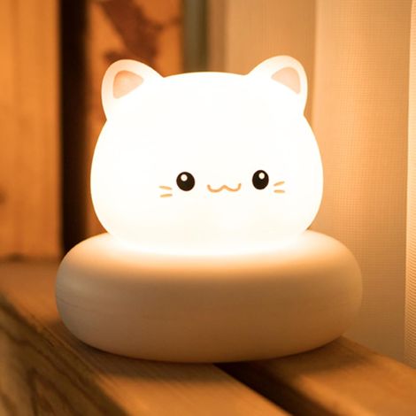 Veilleuse Bébé Chat Rechargeable Lampe de Nuit Decoration Chambre Enfant Fille Cadeau Nouveau-né Garçon (1/5)