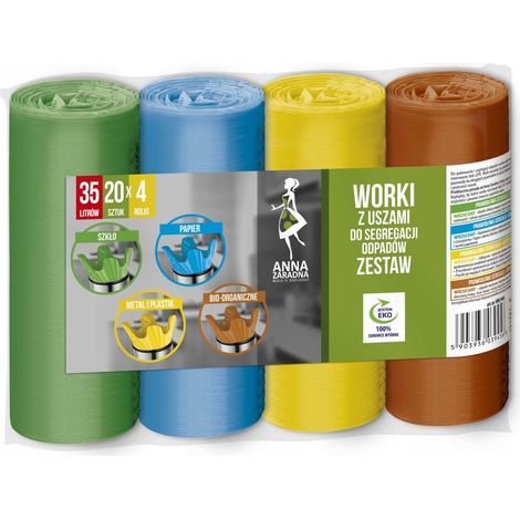 Bolsas AZ con asas para separación de residuos, juego de 35 L (4 x 20 unidades). (1/2)
