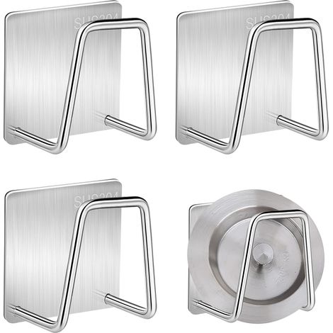 Küchenschwammhalter Spülbecken Schwammhalter Edelstahl Selbstklebend Spülbecken Schwammhalter für Schwämme Bürste Topfdeckel Geschirrtuch 4 Stück Silber