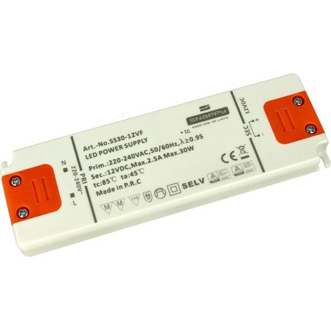 Alimentatore Trasformatore Slim 12V 30W 2,5A 14mm SNAPPY SS30-12VF
