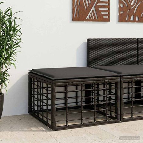vidaXL Garden Footstool Black Poly Rattan