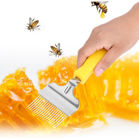 Rastrillo para retirar colmenas [malla metálica 100% afilada] con mango de plástico amarillo – 22 x 7 cm – 1 unidad (1/5)