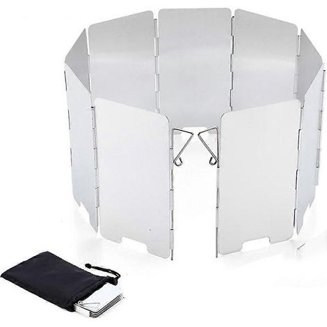 Pare-vent pliable en verre et alliage d'aluminium pour réchaud de camping/barbecue, lot de 9. (1/5)