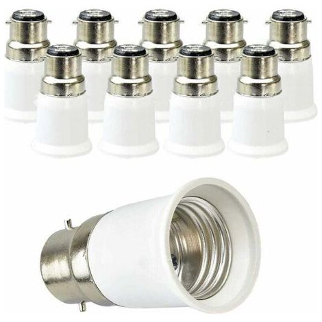 10 pièces, matériau PBT blanc résistant aux hautes températures b22 baïonnette à e27 adaptateur de douille à vis (1/4)