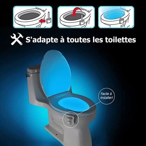Lampe de toilette veilleuse LED, 16 couleurs changeantes, étanche, 1 pièce, éclairage nocturne pour WC (1/4)