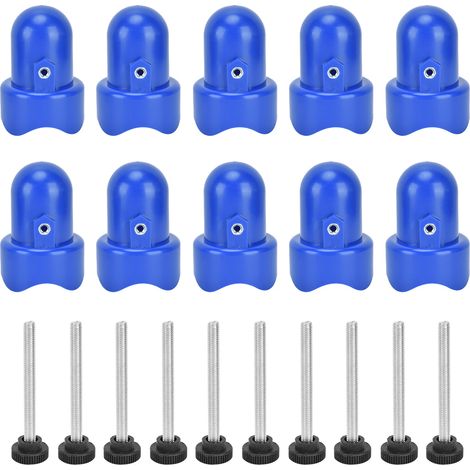 10 Pièces Bouchon de Poteau pour Enceinte de Trampoline avec Vis, Accessoire Sécurisé pour Barre de Protection Bleu (1/5)