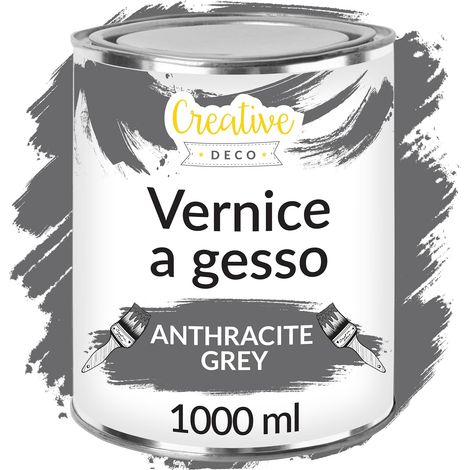 Creative Deco Vernice a gesso Grigio Antracite 1L Opaca e Lavabile per Mobili