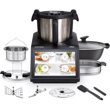 Ufesa TotalChef RK10 Robot Cucina Multifunzione Intelligente, Schermo Touch 10", 30 Funzioni, WIFI, Capacità Massima 4,5L con Manico, Capacità Utile 3L, Interattivo, Bilancia, 15 Programmi, Accessori