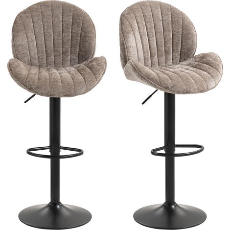 Pour Cuisine et Espace Repas Confort Optimal Lot de 2 Chaises de Bar Dossier Coquillage Réglables Marron (1/5)