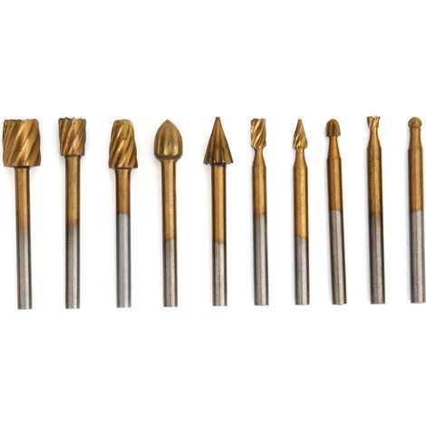 Ortviai Fraise rotative en acier rapide plaquée titane pour gravure sur bois – 10 pièces, tige 3,15 mm, longueur 40 mm (1/5)