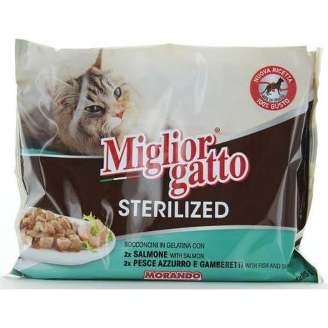 MIGLIOR GATTO STERILIZED BOCCONCINI IN GELATINA 4 X 85 GR (1/2)