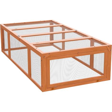 Clapier Lapin extérieur en Bois, Cage Cochon d'Inde 180 x 90 x 48 cm avec Toit ouvrable et Portes verrouillables, abri pour rongeurs avec enclos et Espace Libre pour Petits Animaux, Jaune (1/5)