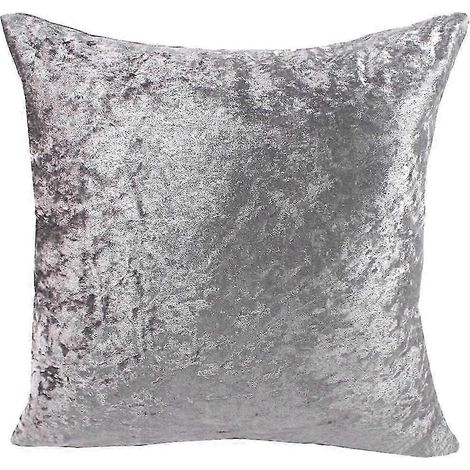 Quadratischer Kissenbezug aus kurzem Plüschsamt, 60 x 60 cm, für Sofa und Bett, Braun-Silver Grey (1/5)