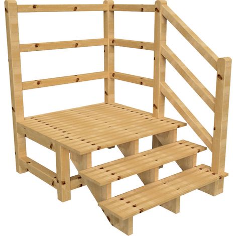 MILANO Außentreppe 3 Stufen H54 cm - Podest L116 x B120 cm - Treppengeländer rechts - Podestgeländer rechts und hinten