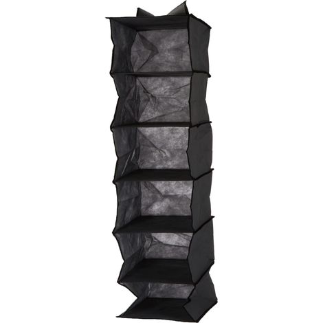 Étagère de Rangement Suspendue Sofia, Cintres avec 6 Compartiments en Tissu Polaire, env. 28 x 112 x 28 cm, Gris/Noir (1/5)