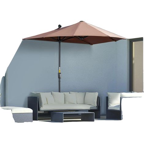 Parasol, Design Mural, Mécanisme d'Ouverture à Manivelle, Chocolat, Fer, 6K (1/2)