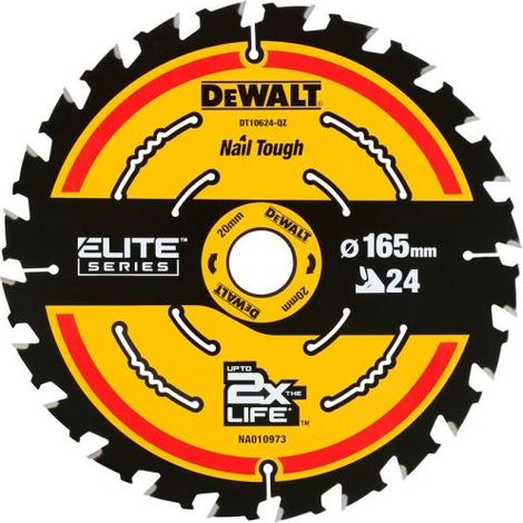 DeWalt Sega circolare 165x20mm 24 Denti Elite, alta precisione e prestazioni, ideale per tagli in vari materiali.