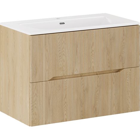 Meuble simple vasque encastrée 80cm Isaline Bois