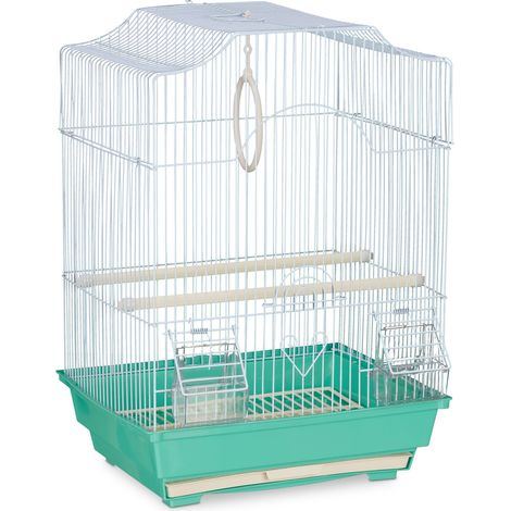 Comoda gabbia per uccelli con trespoli e altalena 49,5 x 35 x 32 cm in acciaio grigio 130009840