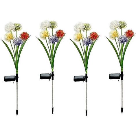 Luminaire Solaire Extérieur Décoratif - Fleur de Pissenlit LED pour Jardin - Lot de 4 (1/4)