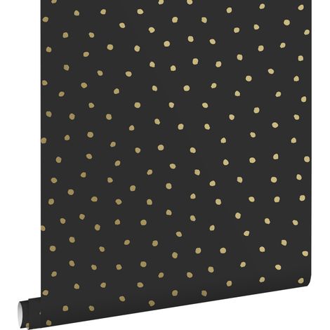 papier peint à motif de petits points noir et or - ESTAhome (1/5)