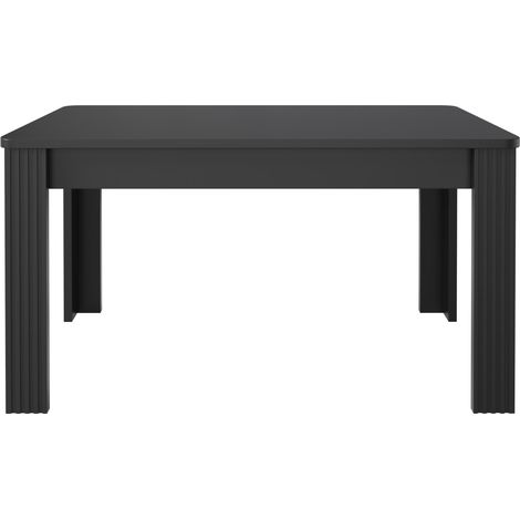 Table à manger rectangulaire noire moderne en panneaux de particules, 116 x 65 x 75 cm, 4 pieds (1/5)