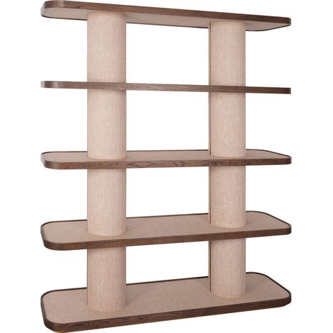 Vitrine ouverte beige au style chic - beige et bois foncé (1/5)
