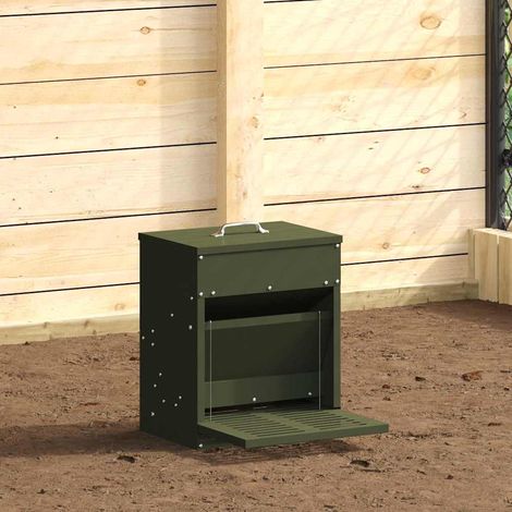 vidaXL Chicken Treadle Feeder Olive Green 33 x 42 x 40 cm