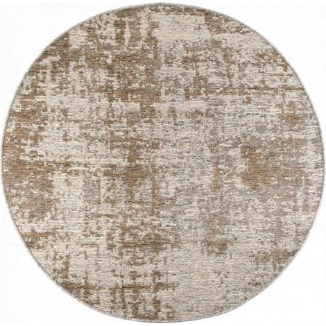 Tapis Rond Intérieur et Extérieur en Polypropylène Résistant à l'Eau Naturel Diamètre 200 cm - PANGIVO (1/3)