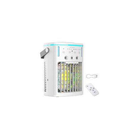 Tragbarer Luftkühler – Mini-Klimaanlage mit 3 Windgeschwindigkeiten, 3 Nebelstufen, 7 Farblichtern, 1000-ml-Wassertank, 2-8-Stunden-Timer und Fernbedienung für Zuhause (1/5)