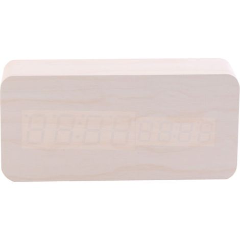 Réveil numérique LED en bois naturel avec affichage température – Modèle Bureau 3, design élégant et fonctionnel pour intérieur