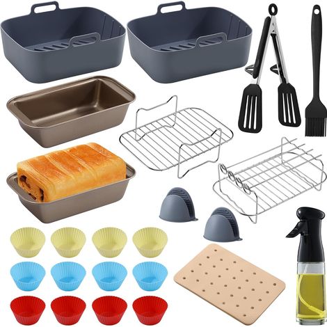 Accessoires air fryer pour Ninja, compatible avec ninja AF400EU AF500EU AF300EU 7.6L-10.4L Friteuse à Air,comprennent Moule Silicone, Plaques cuisson, Grilles, Moule Gateau, Flacon pulvérisateur etc. (1/5)