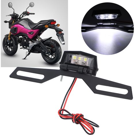 Ensemble de plaque d'immatriculation rétro pour moto avec mini feux arrière, compatible avec Honda MSX125 SF et autres modèles. (1/5)