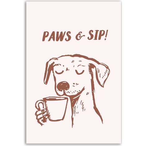 Tableau Paws & Sip chien café