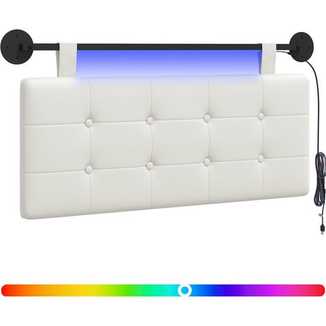 Maison Exclusive - Hängendes Kopfteil Mit LED Licht Weiß Kunstled