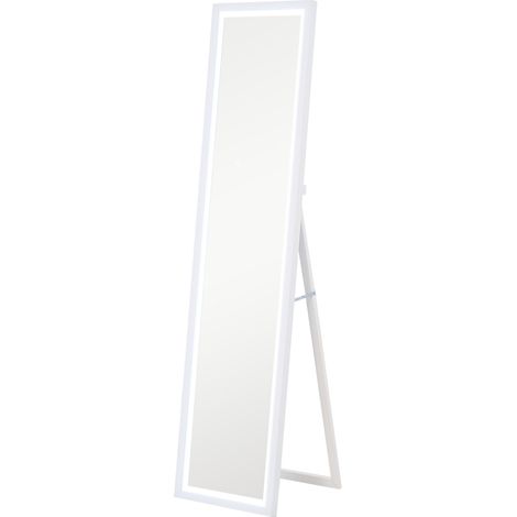 Grand miroir LED 40 x 160 cm FABIO effet bois blanc (1/5)