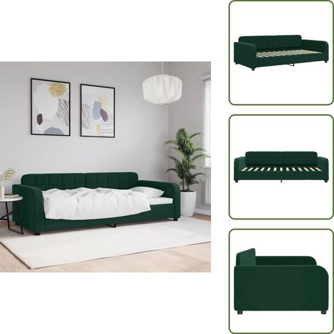 vidaXL Lit de repos sans matelas vert foncé 90x200 cm velours