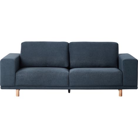 Sofá 3 plazas moderno de tela estilo retro reposabrazos anchos azul Nivala